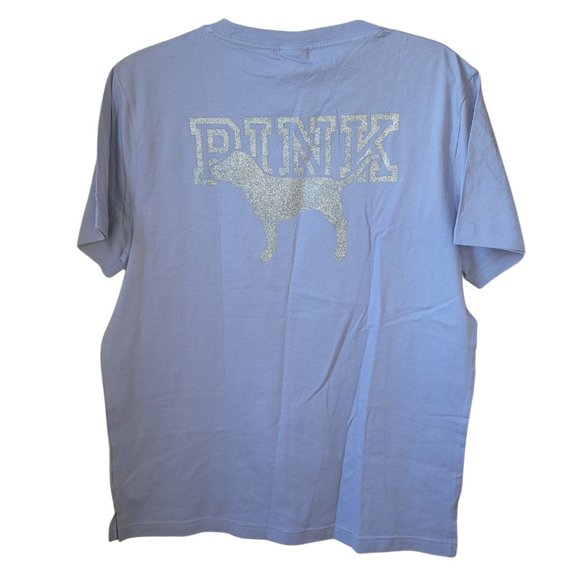 PINK Victoria's Secret Tops - PINK Victoria's Secret Periwinkle Shine Bling T-shirt, Large